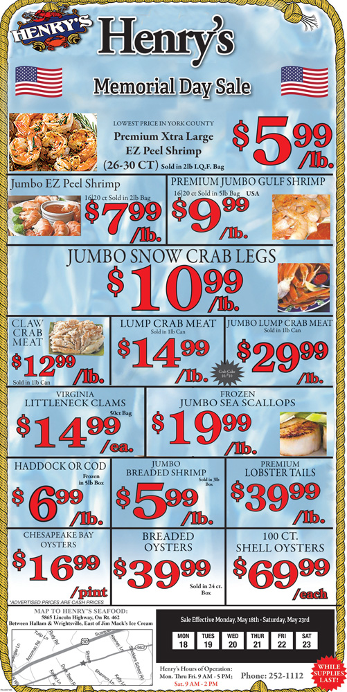 Henry's Memorial Day Sale Banner